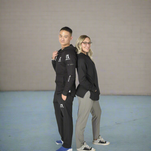 Asian male model and white female model wearing black hulk hoodie for beast mode