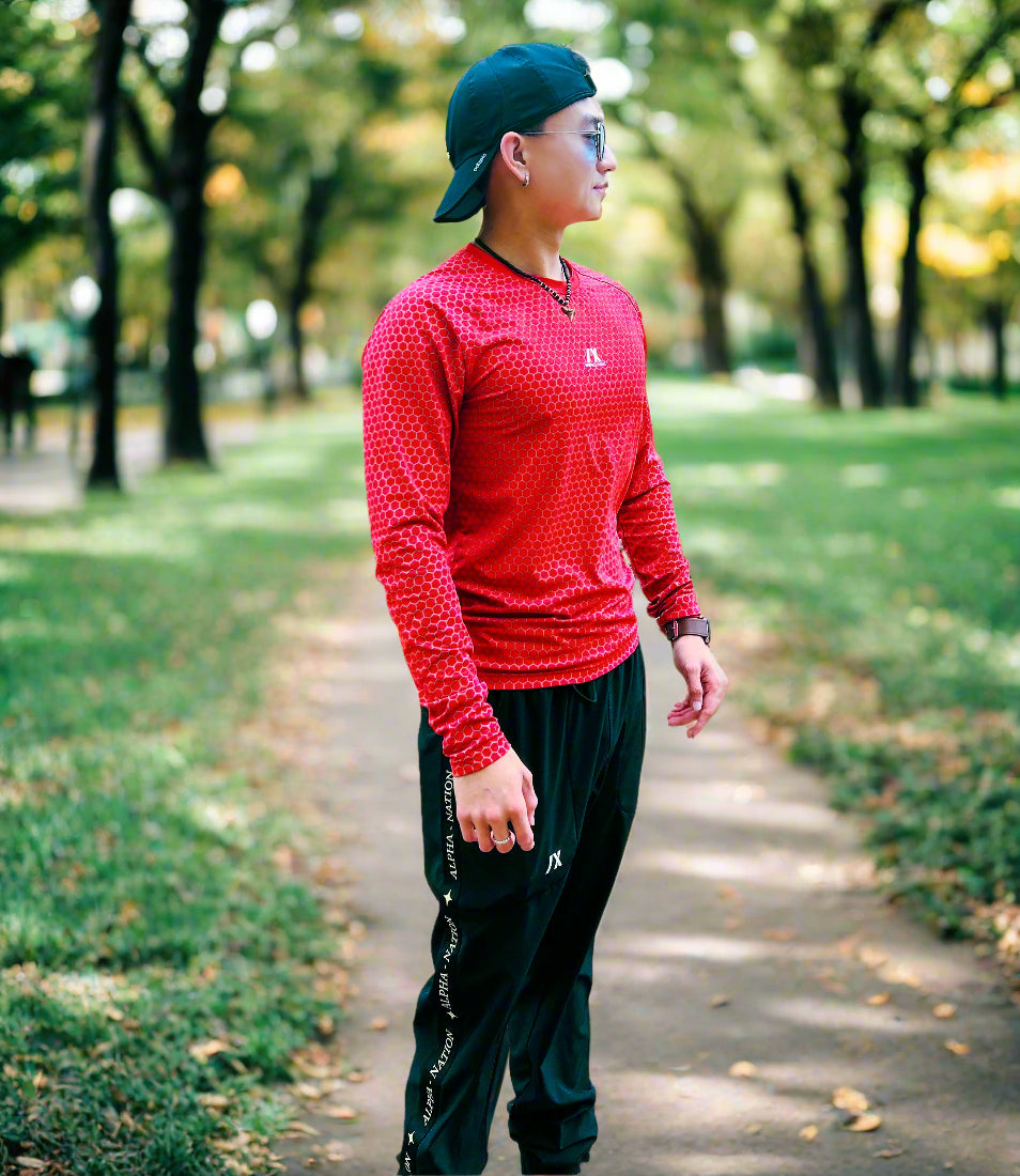 male asian model wearing inspr exchange next level joggers sweat wicking and breathable for the relentless